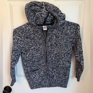 Boys Spring Sweater Gymboree Blue and White Knit Zip-Up Hoodie Medium